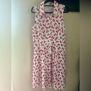 Cato Red and White cherry Collar Midi Sundress